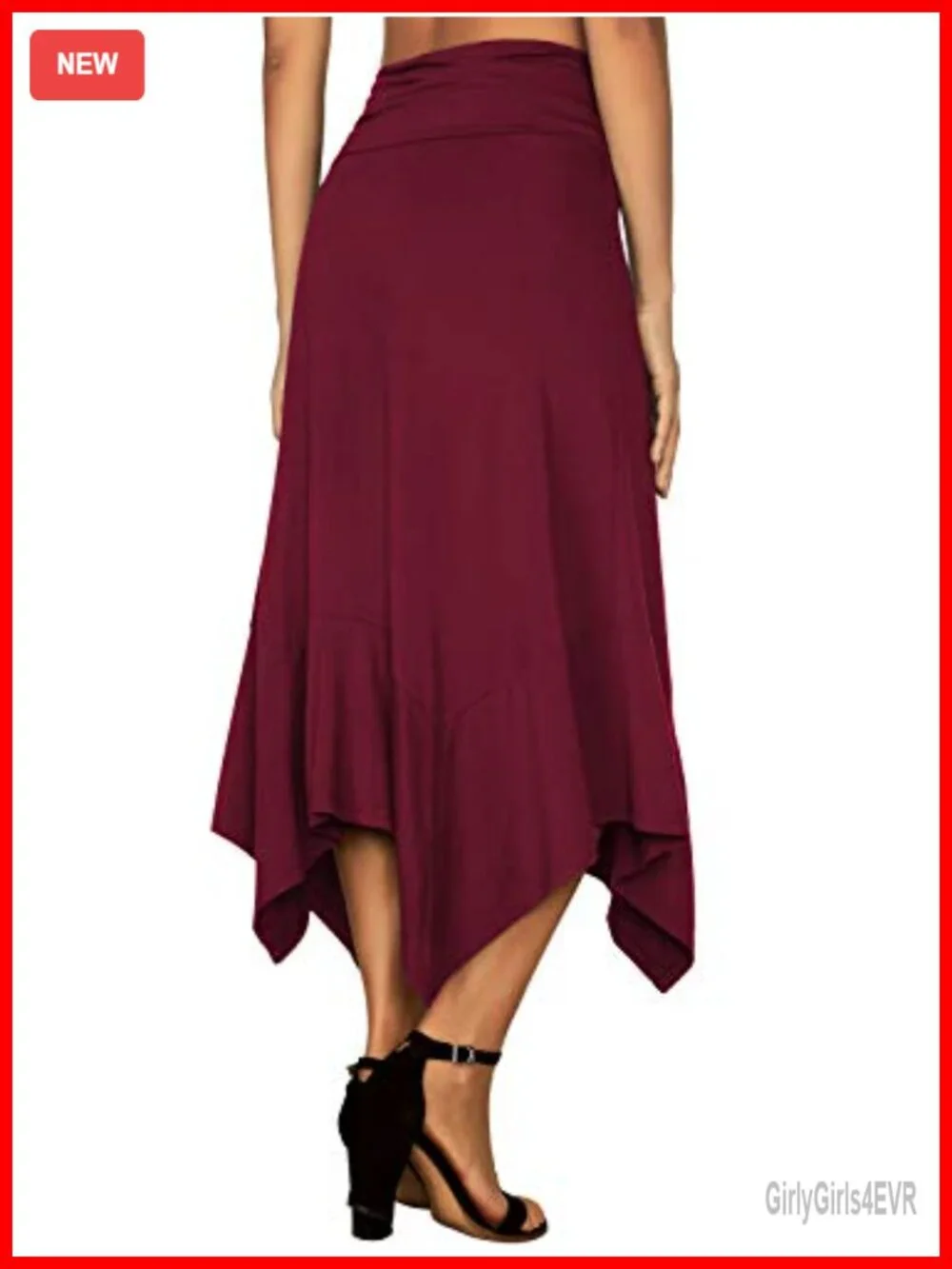 Women's Flowy Handkerchief Hemline Midi Skirt